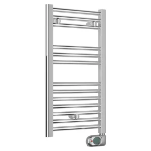 E Diamond Electric Only Heated Towel Rail w. Digital Thermostat   W400mm x H720mm   Chrome   Straight