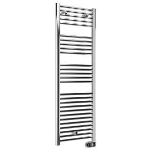 E Diamond Electric Only Heated Towel Rail w. Digital Thermostat   W480mm x H1375mm   Chrome   Straight