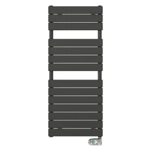 E Milan Electric Only Heated Towel Rail w. Digital Thermostat   W500mm x H1213mm   Anthracite