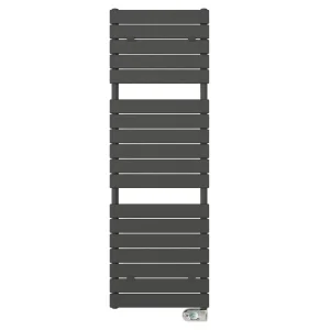 E Milan Electric Only Heated Towel Rail w. Digital Thermostat   W500mm x H1513mm   Anthracite