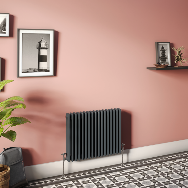 Keswick 600 x 785mm Cast Iron Style Traditional 3 Column Anthracite Radiator