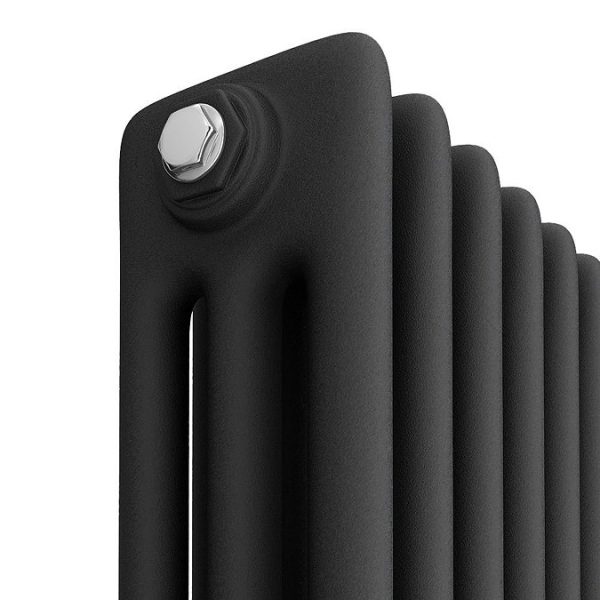 Keswick 300 x 1370mm Cast Iron Style Traditional 3 Column Matt Black Radiator - Image 3