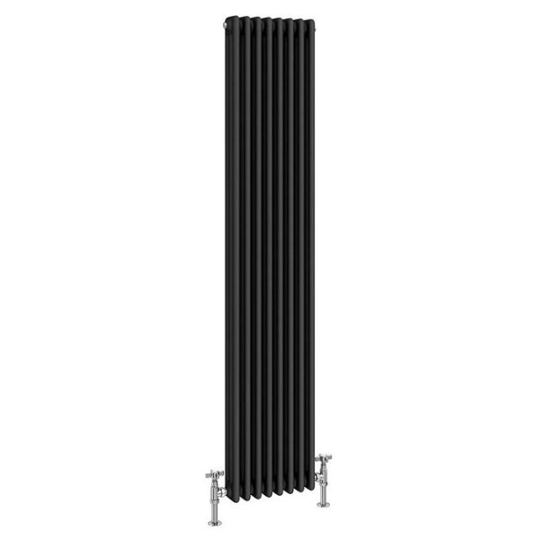 Keswick 1800 x 380mm Cast Iron Style Traditional 3 Column Matt Black Radiator - Image 4