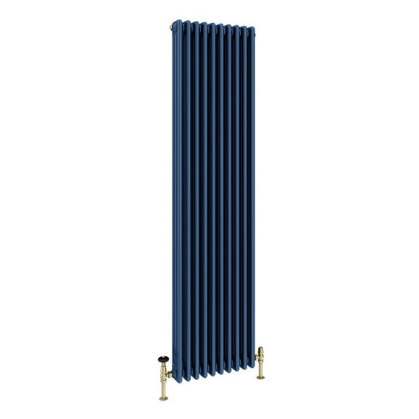 Keswick 1800 x 470mm Cast Iron Style Traditional 3 Column Regal Blue Radiator - Image 2