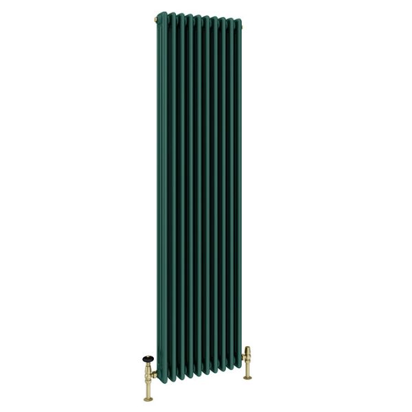 Keswick 1800 x 470mm Cast Iron Style Traditional 3 Column Regal Green Radiator - Image 2