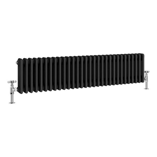 Keswick 300 x 1370mm Cast Iron Style Traditional 3 Column Matt Black Radiator - Image 4