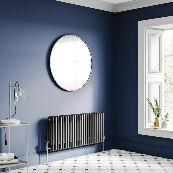 Keswick 450 x 1010mm Cast Iron Style Traditional 3 Column Matt Black Radiator