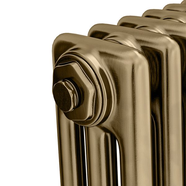 Keswick 450 x 1414mm Cast Iron Style Traditional 3 Column Antique Brass Radiator - Image 3