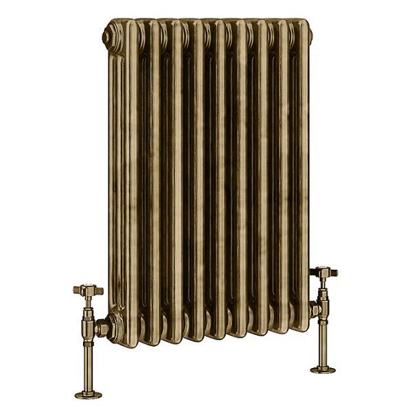 Keswick 600 x 425mm Cast Iron Style Traditional 3 Column Antique Brass Radiator - Image 5