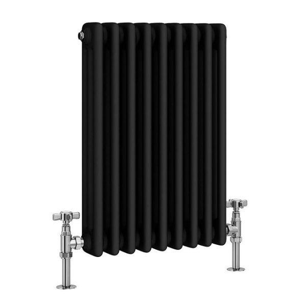Keswick 600 x 425mm Cast Iron Style Traditional 3 Column Matt Black Radiator - Image 4