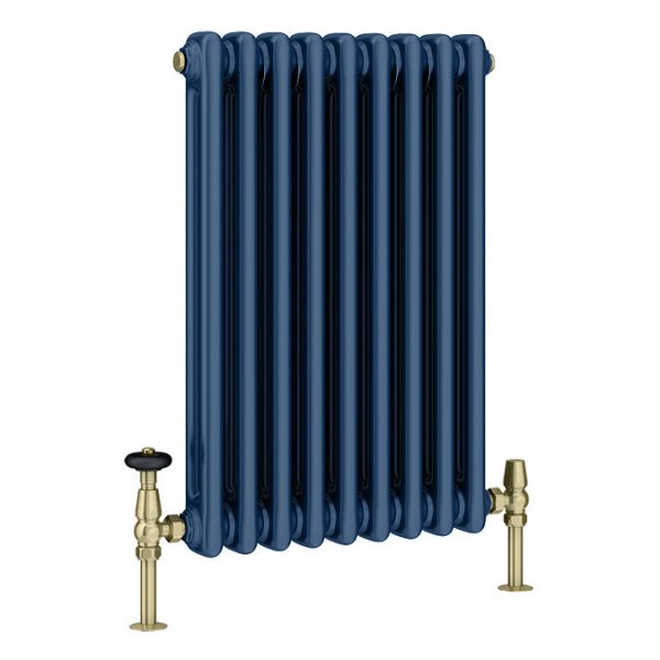 Keswick 600 x 425mm Cast Iron Style Traditional 3 Column Regal Blue Radiator - Image 2
