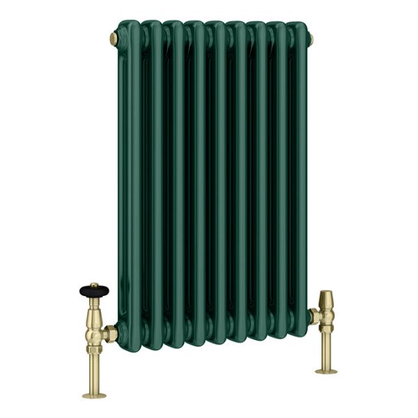 Keswick 600 x 425mm Cast Iron Style Traditional 3 Column Regal Green Radiator - Image 2