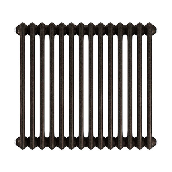 Keswick 600 x 650mm Cast Iron Style Traditional 3 Column Antique Mottled Copper Radiator - Image 3