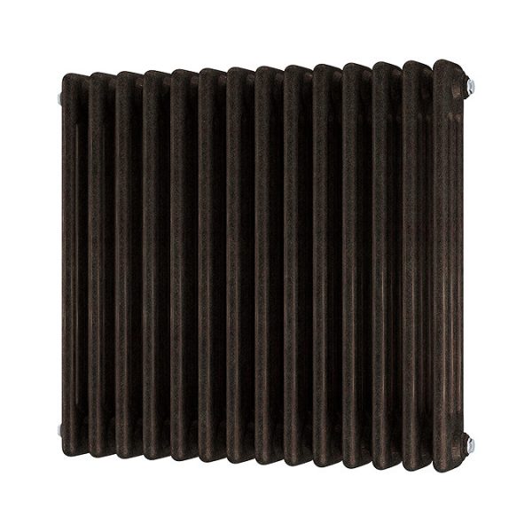 Keswick 600 x 650mm Cast Iron Style Traditional 3 Column Antique Mottled Copper Radiator - Image 6