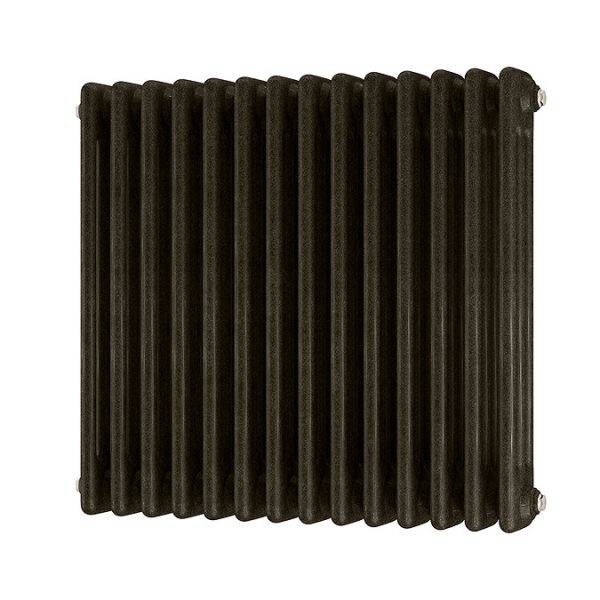 Keswick 600 x 650mm Cast Iron Style Traditional 3 Column Antique Mottled Gold Radiator - Image 2