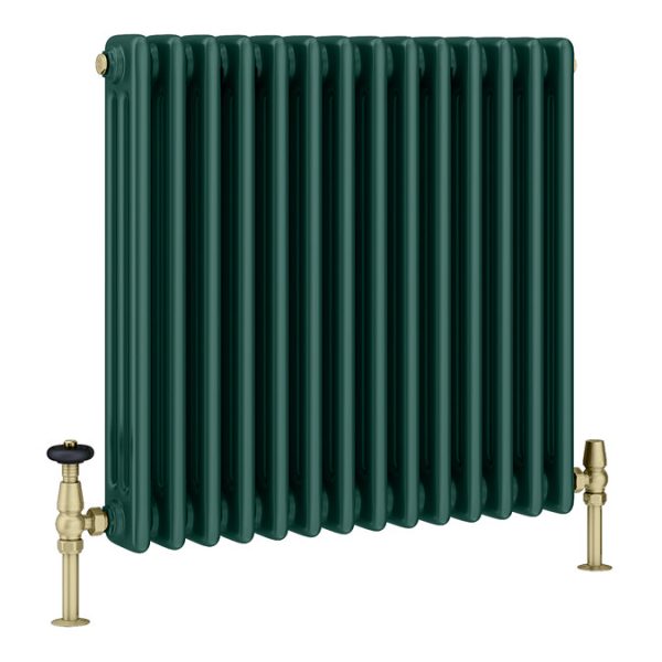 Keswick 600 x 605mm Cast Iron Style Traditional 3 Column Regal Green Radiator - Image 2