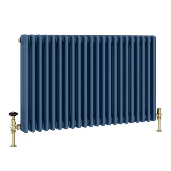 Keswick 600 x 1010mm Cast Iron Style Traditional 3 Column Regal Blue Radiator - Image 2