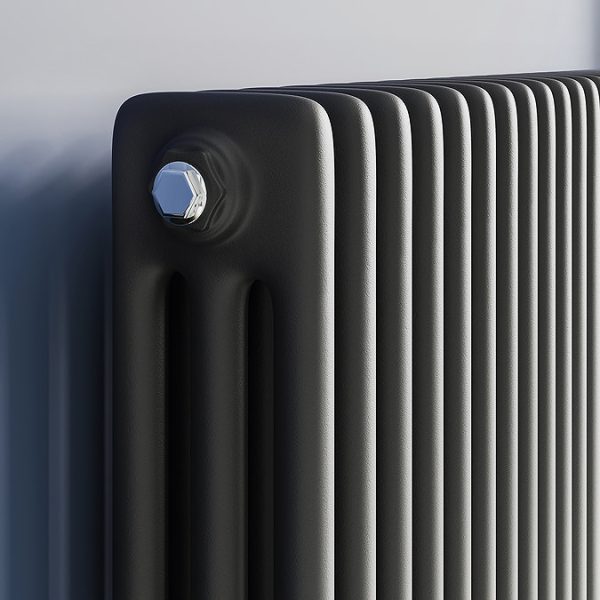 Keswick 300 x 1370mm Cast Iron Style Traditional 3 Column Matt Black Radiator - Image 2