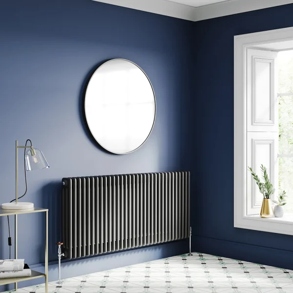 Keswick 600 x 1370mm Cast Iron Style Traditional 3 Column Matt Black Radiator