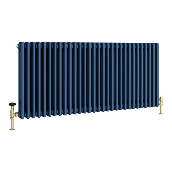 Keswick 600 x 1370mm Cast Iron Style Traditional 3 Column Regal Blue Radiator - Image 2