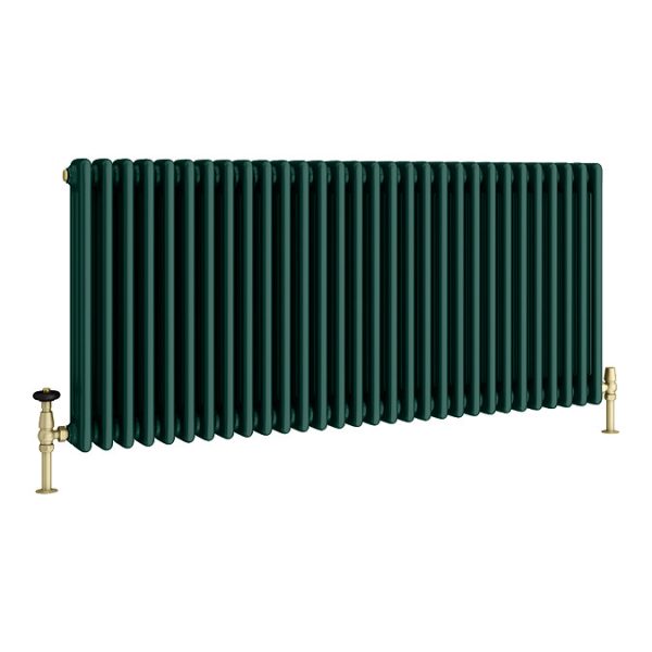 Keswick 600 x 1370mm Cast Iron Style Traditional 3 Column Regal Green Radiator - Image 2