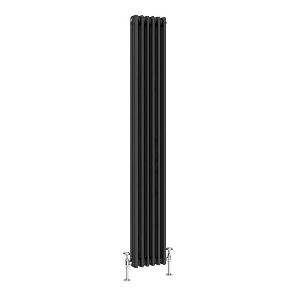 Keswick 1800 x 290mm Cast Iron Style Traditional 3 Column Matt Black Radiator - Image 2
