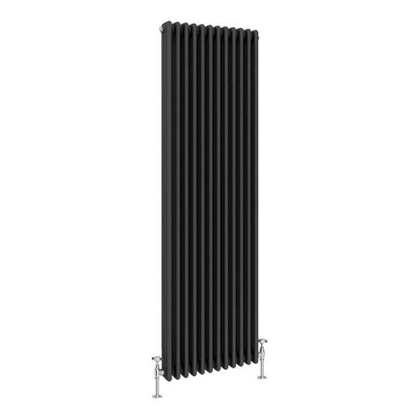 Keswick 1800 x 560mm Cast Iron Style Traditional 3 Column Matt Black Radiator - Image 2