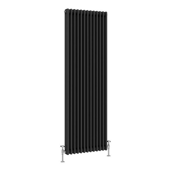 Keswick 1800 x 605mm Cast Iron Style Traditional 3 Column Matt Black Radiator - Image 2