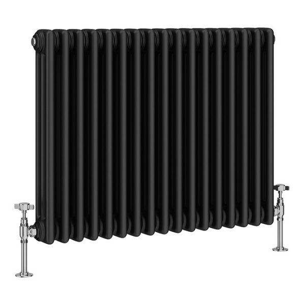 Keswick 600 x 785mm Cast Iron Style Traditional 3 Column Matt Black Radiator - Image 2