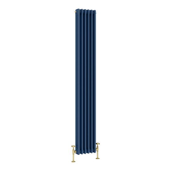 Keswick 1800 x 290mm Cast Iron Style Traditional 3 Column Regal Blue Radiator - Image 2
