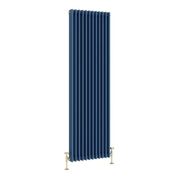 Keswick 1800 x 605mm Cast Iron Style Traditional 3 Column Regal Blue Radiator - Image 2