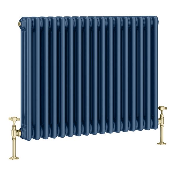 Keswick 600 x 785mm Cast Iron Style Traditional 3 Column Regal Blue Radiator - Image 2