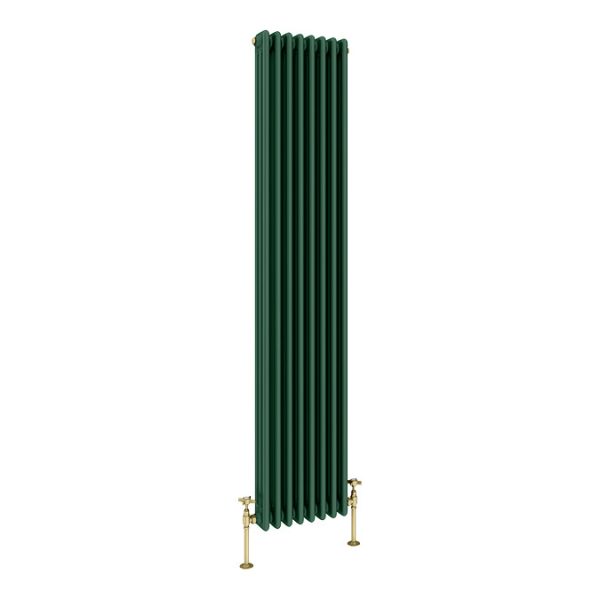 Keswick 1800 x 380mm Cast Iron Style Traditional 3 Column Regal Green Radiator - Image 2