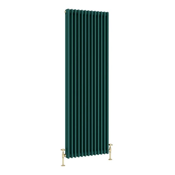 Keswick 1800 x 605mm Cast Iron Style Traditional 3 Column Regal Green Radiator - Image 2