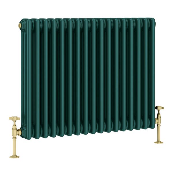 Keswick 600 x 785mm Cast Iron Style Traditional 3 Column Regal Green Radiator - Image 2