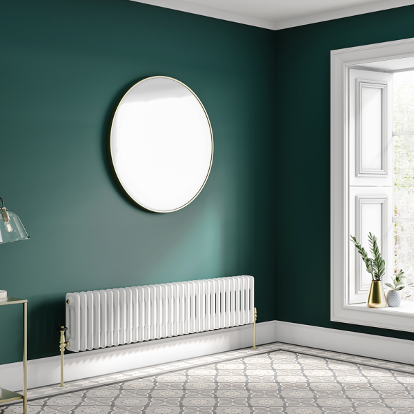 Keswick 300 x 1370mm Cast Iron Style Traditional 3 Column White Radiator