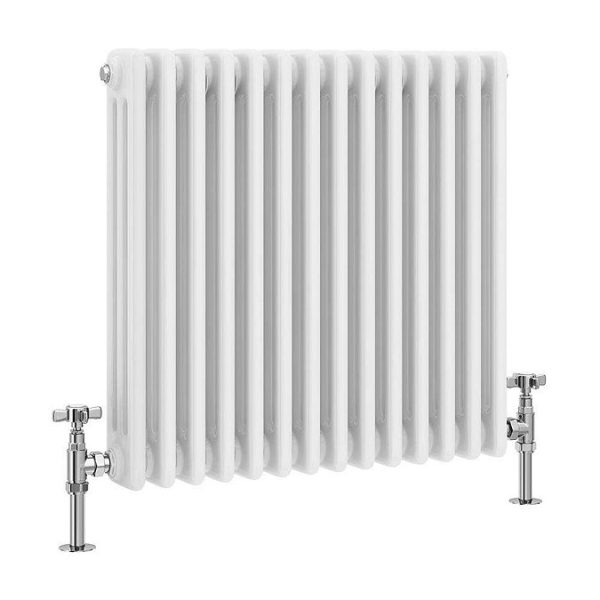 Keswick 600 x 605mm Cast Iron Style Traditional 3 Column White Radiator - Image 2
