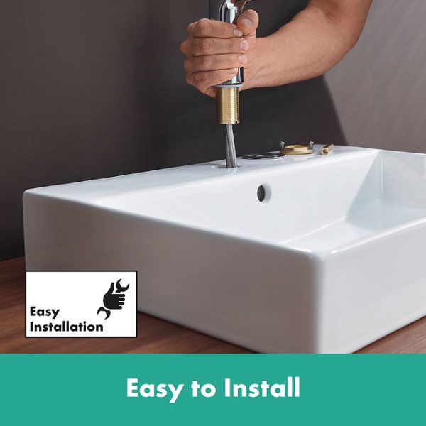 hansgrohe Vernis Blend Single Lever Basin Mixer 70 with Isolated Water Conduction and Pop up Waste - Image 5