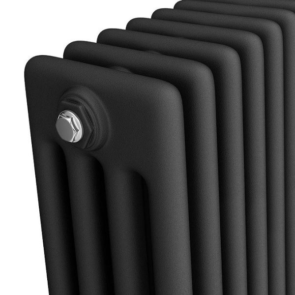 Keswick 450 x 1415mm Cast Iron Style Traditional 4 Column Matt Black Radiator - Image 4
