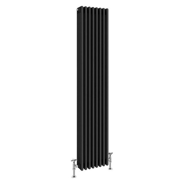 Keswick 1800 x 380mm Cast Iron Style Traditional 4 Column Matt Black Radiator - Image 4