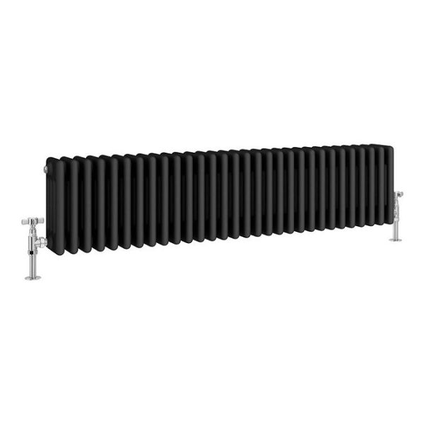 Keswick 300 x 1370mm Cast Iron Style Traditional 4 Column Matt Black Radiator - Image 4
