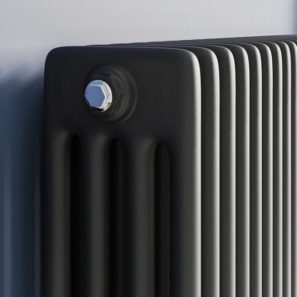 Keswick 450 x 1415mm Cast Iron Style Traditional 4 Column Matt Black Radiator - Image 5