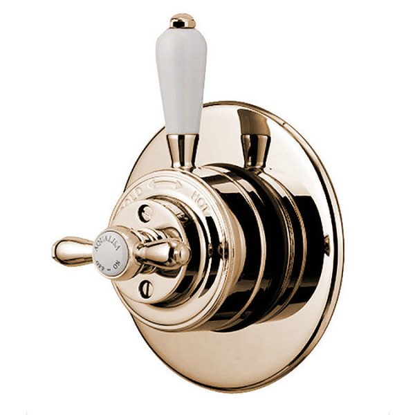Aqualisa   Aquatique Thermo Concealed Thermostatic Valve with 5" Drencher Head & Arm   Gold - Image 2