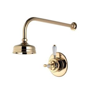 Aqualisa   Aquatique Thermo Concealed Thermostatic Valve with 5" Drencher Head & Arm   Gold