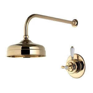 Aqualisa   Aquatique Thermo Concealed Thermostatic Valve with 8" Drencher Head & Arm   Gold