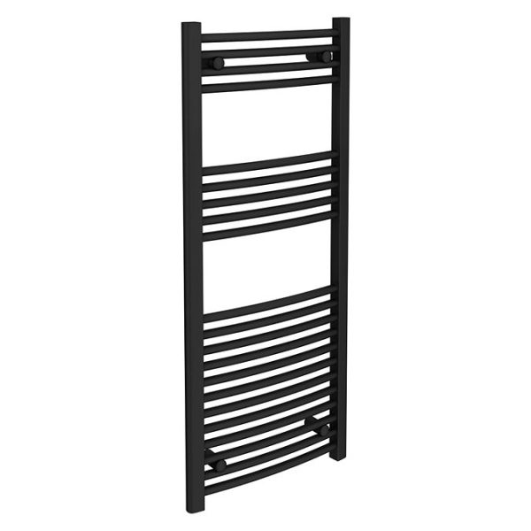 Toreno Black Curved W500 x H1200mm Heated Towel Rail - Image 2