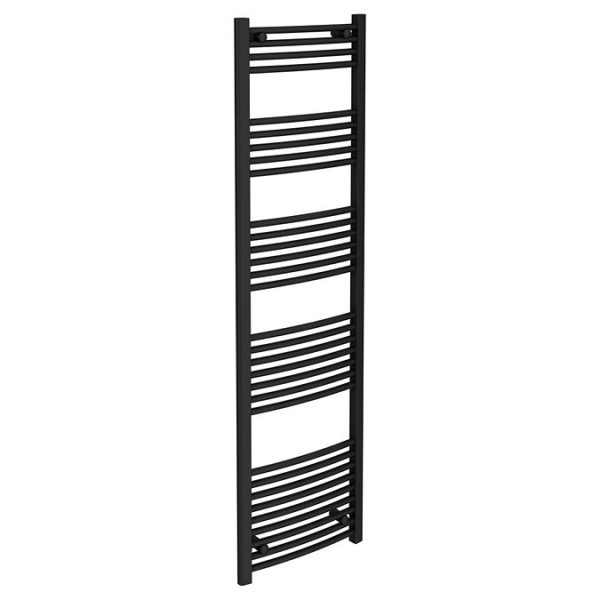 Toreno Black Curved W500 x H1800mm Heated Towel Rail - Image 2