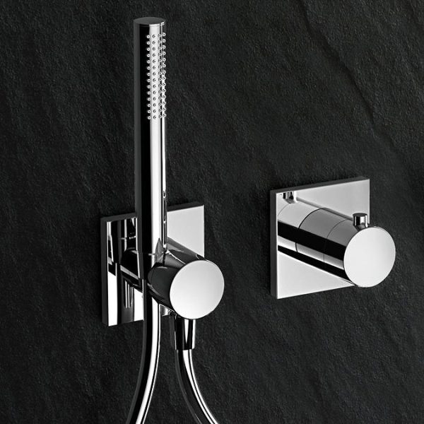 Keuco Ixmo Square Thermostatic Shower System with Head + Handset   Chrome - Image 3