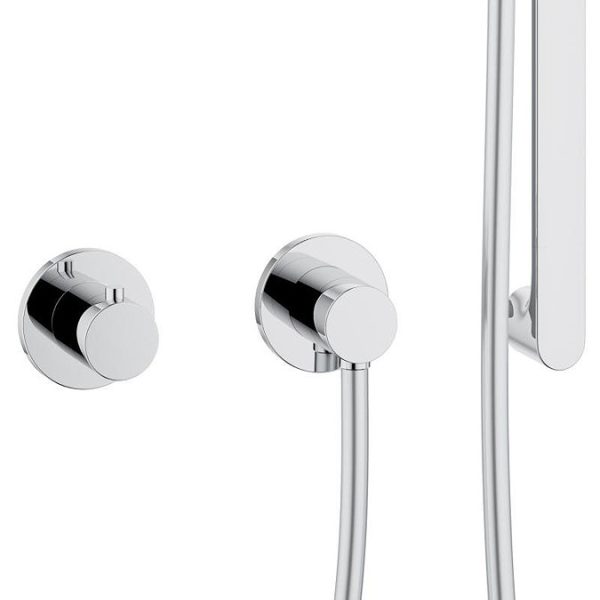 Keuco Ixmo Round Thermostatic Shower System with Head + Slide Rail Kit   Chrome - Image 5