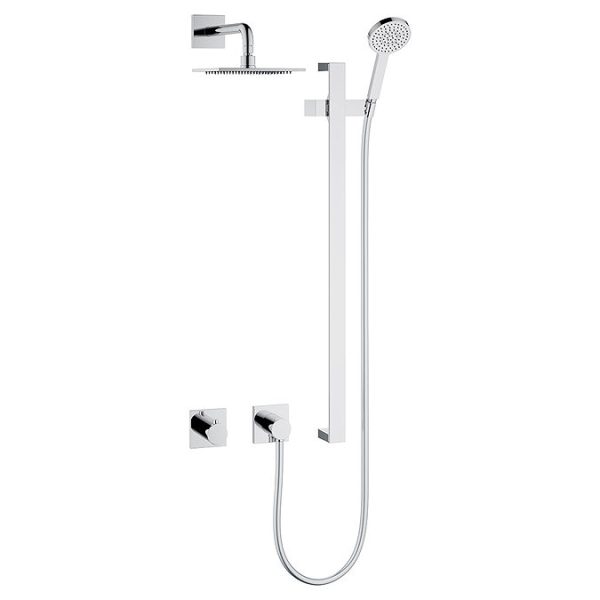 Keuco Ixmo Square Thermostatic Shower System with Head + Slide Rail Kit   Chrome - Image 2